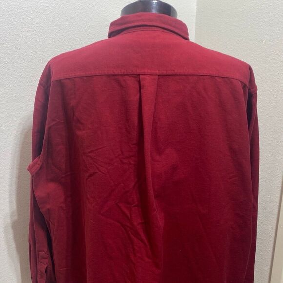 L.L. Bean Dark Red 100% Cotton Chamois Cloth Button Front Men's Shirt Size XXL - Picture 7 of 9
